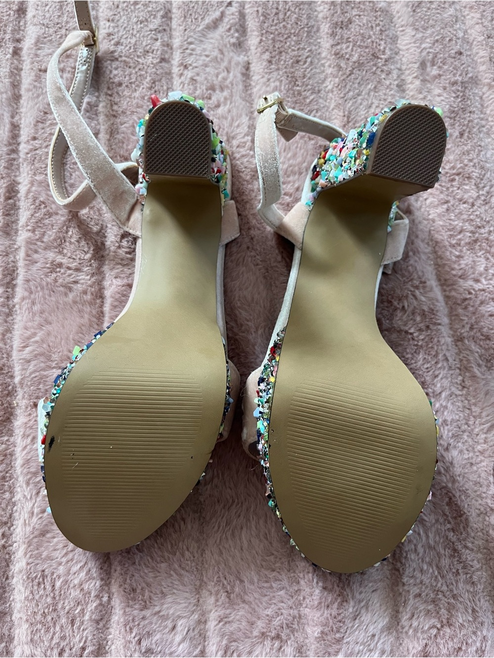 Betsey Johnson Johanna Beaded Platform Block Heel Sandals - Pink - Picture 5 of 6